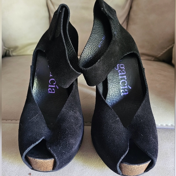 Pedro Garcia Chic Black Suede Platform Open Toe High Heels Shoes Sz 8.5 (EU 39) - Picture 3 of 10